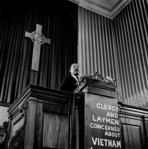 The Rev. Martin Luther King Jr. speaks Feb. 6, 1968, during a meeting at the New York Avenue Presbyterian Church in Washington. Web-only photos copyrighted by John C. Goodwin.