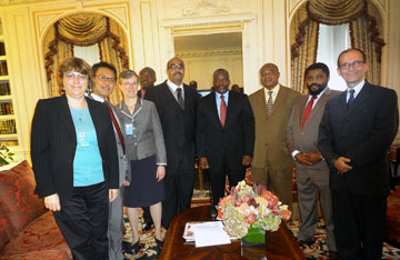 United Methodist representatives met Sept. 27 in New York with DRC President Joseph Kabila, fourth from right . Photo courtesy of Tatiana Dwyer, UMW.