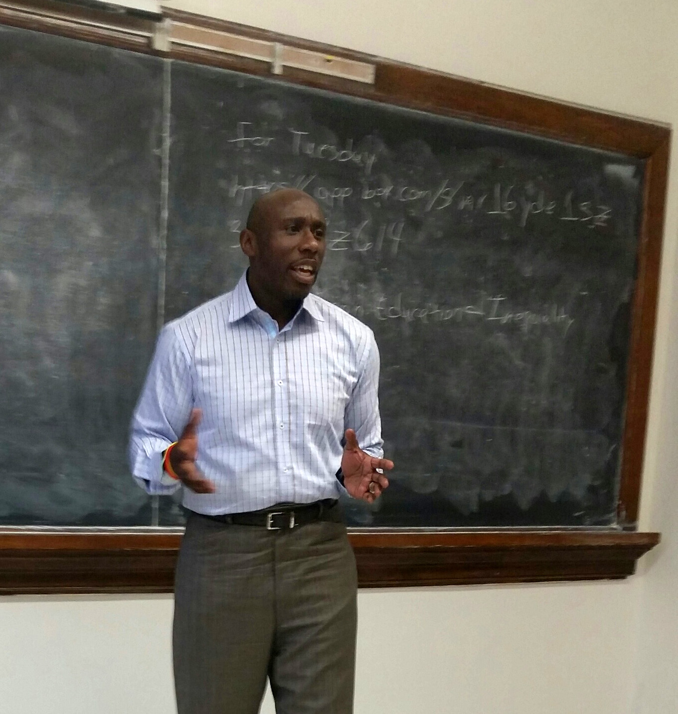 The Rev. F. Willis Johnson speaks at Howard University in Washington in an economic class where students did a case study on Ferguson. Photo courtesy of Akyiah Phillips.  