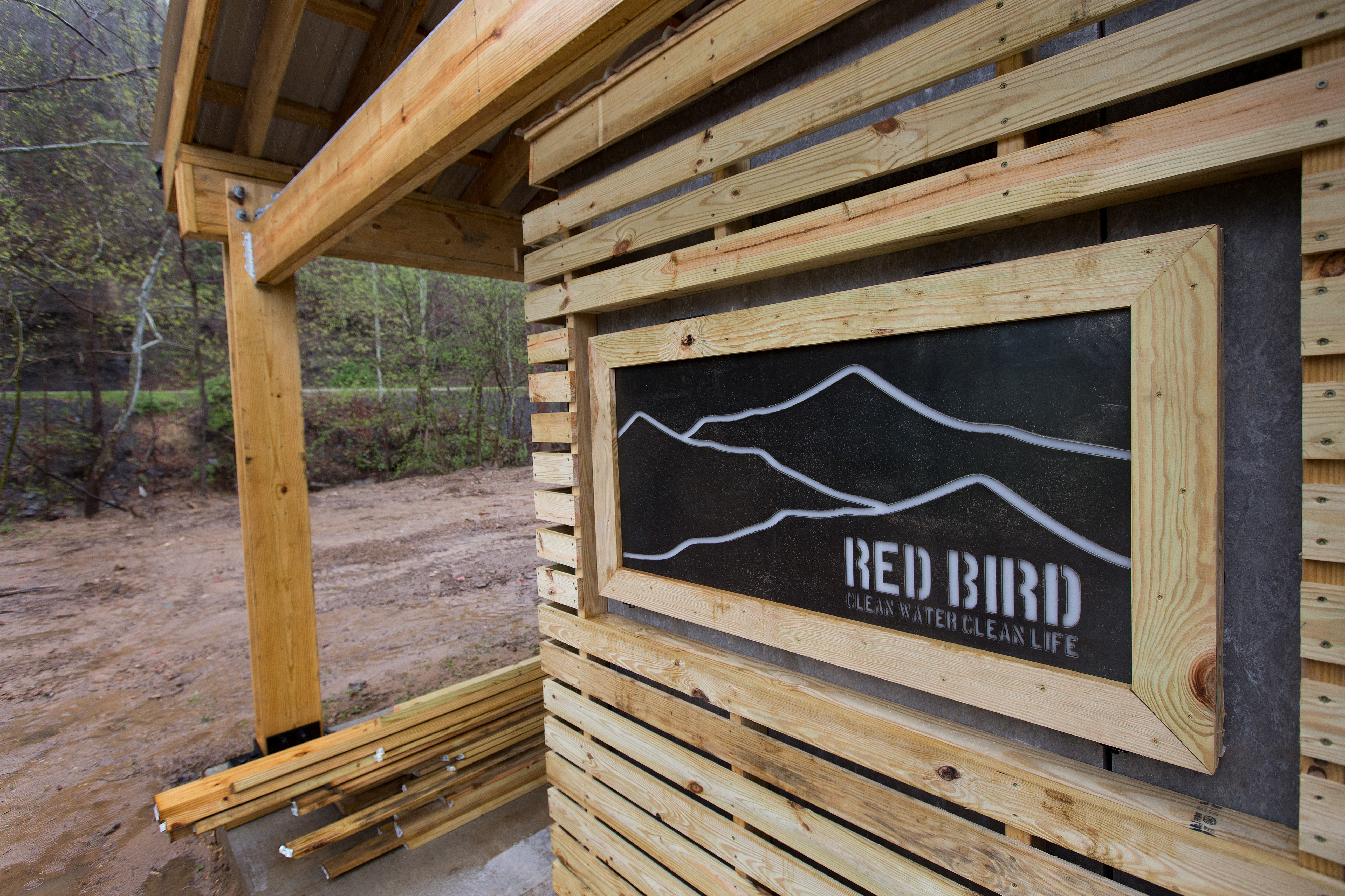 Clean drinking water will be dispensed from this kiosk at the Red Bird Missionary Conference in Beverly, Ky., when the project is completed this summer. Photo by Mike DuBose, UMNS