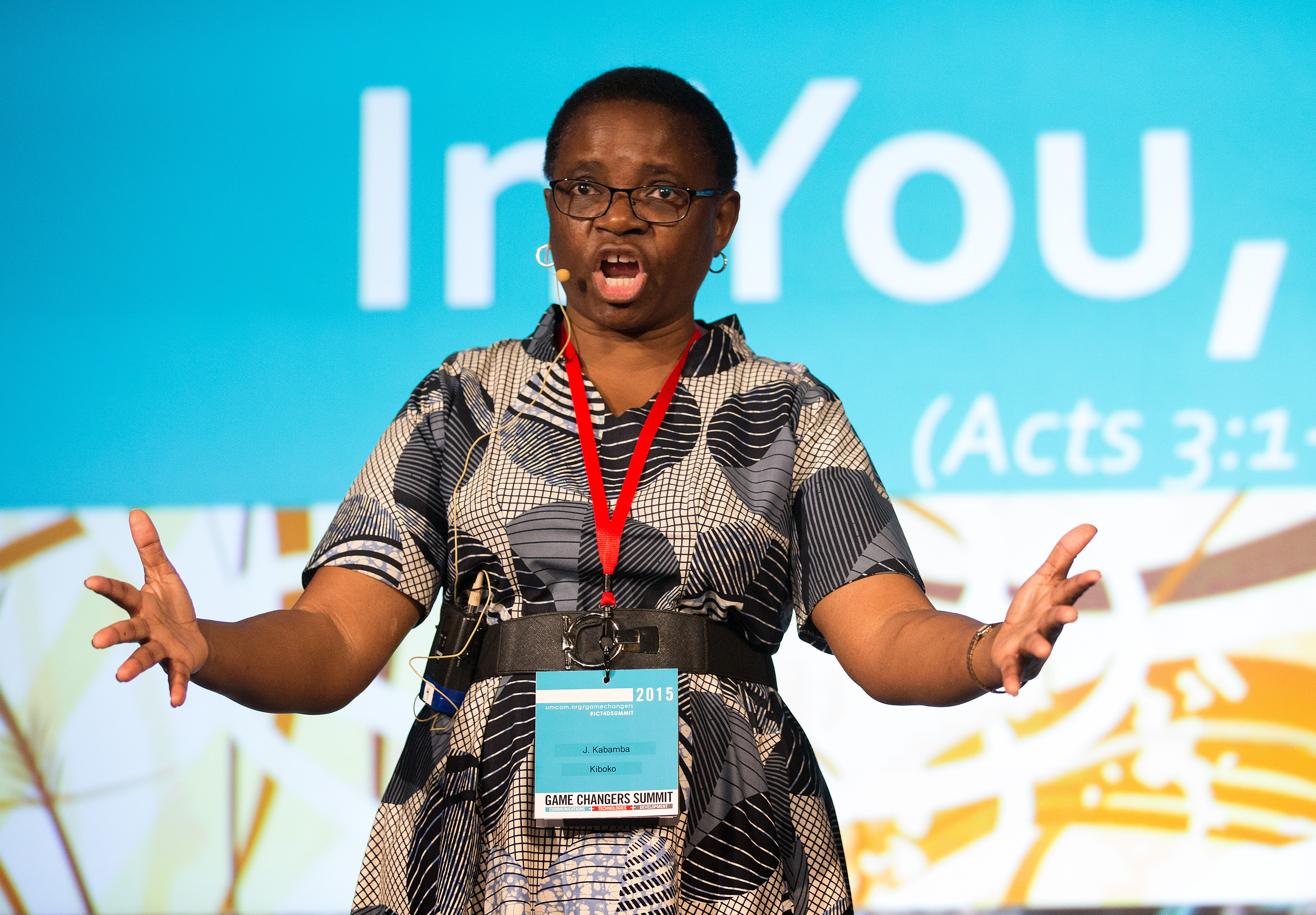 The Rev. J. Kabamba Kiboko, Vano Kiboko’s sister, gives the sermon during morning worship at the United Methodist Communications Game Changers Summit in Nashville, Tenn. Photo by Mike DuBose, UMNS