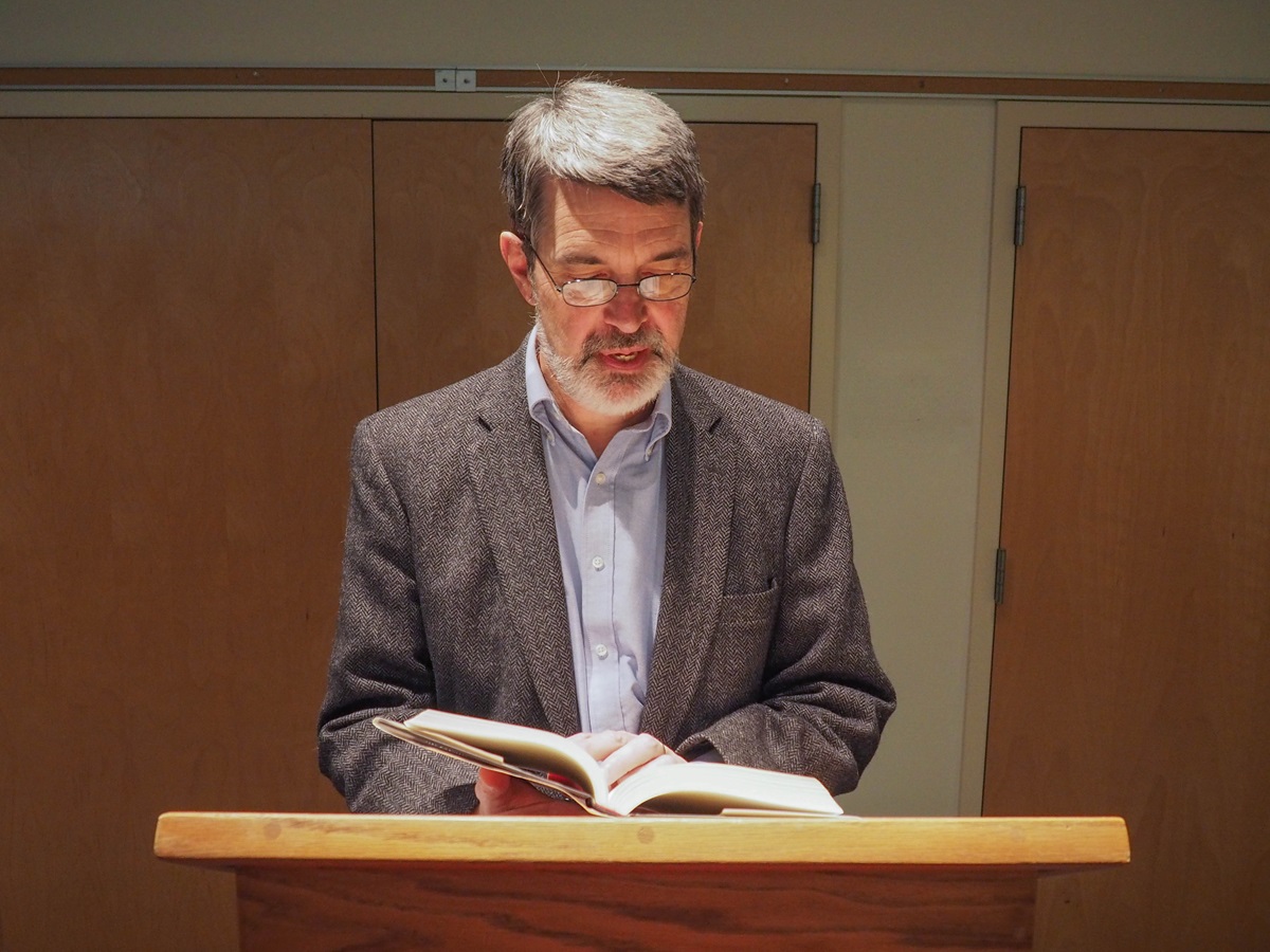 The Rev. Joseph Reiff reads from his book “Born of Conviction: White Methodists and Mississippi’s Closed Society” at a book release event in Abingdon, Va., on December 5, 2015. Photo by Sarah K. Reiff.