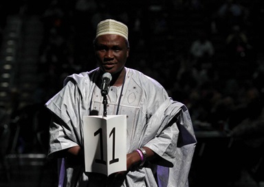 The Rev. John Auta of the Central Nigeria Conference speaks at General Conference 2016 for immediately adding two bishops in Africa. Delegates decided instead to add five bishops, but not until after 2020. Photo by Maile Bradfield, UMNS.