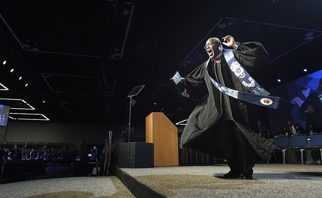 Bishop James Swanson, Jr., preaches on May 18 at the 2016 United Methodist General Conference in Portland, Ore. Photo by Paul Jeffrey, UMNS.