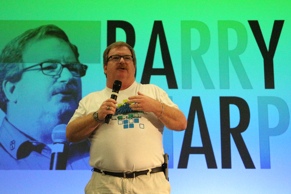 The Rev. Barry Sharp, manager of the Tobacco Prevention and Control Branch in Texas, speaks at a recent SayWhat! (Students, Adults and Youth Working Hard Against Tobacco) youth conference. Photo courtesy of Sharp