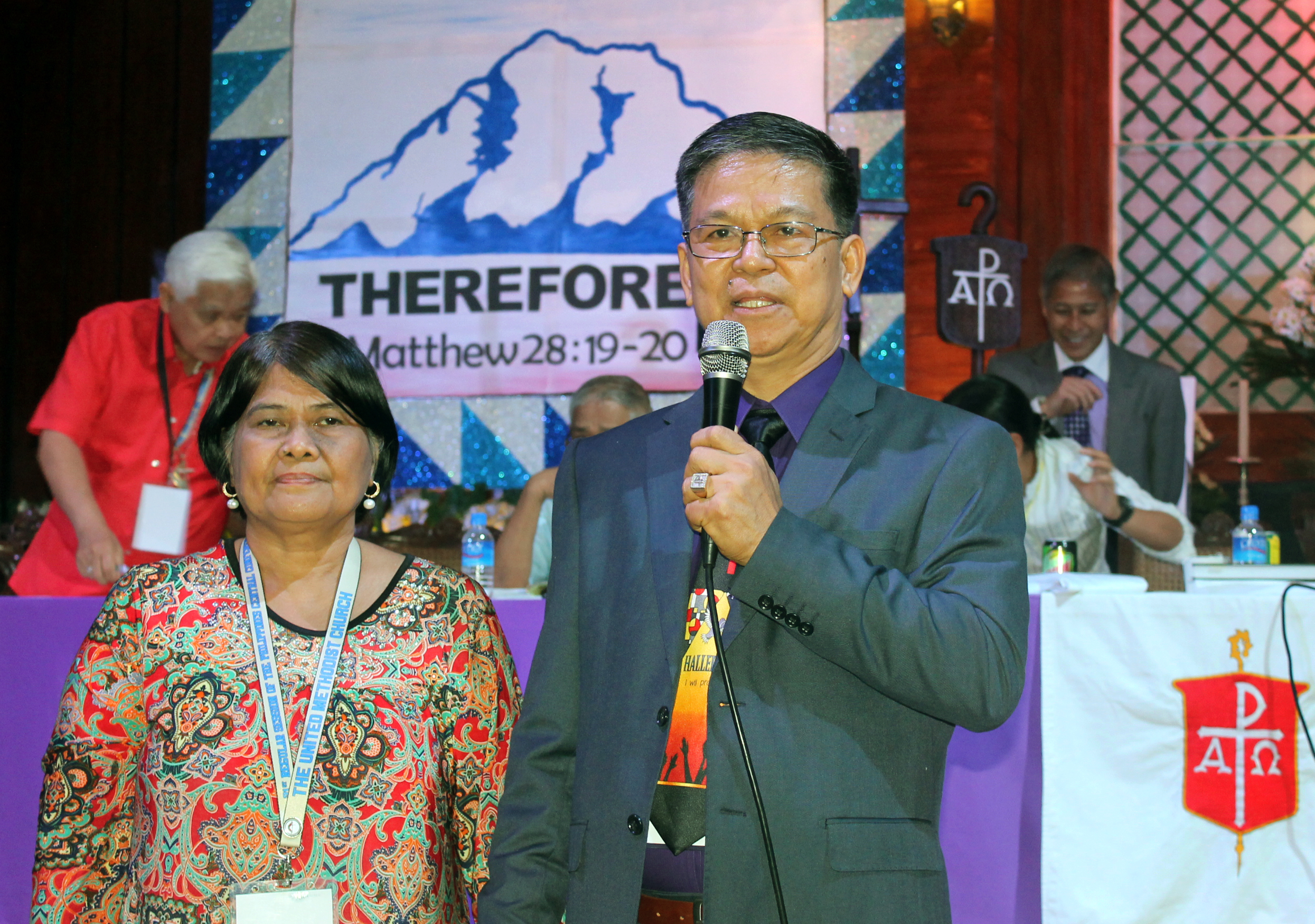 Bishop Ciriaco Q. Francisco, accompanied by his wife, Restetita Victoria, spoke Dec. 2 to delegates at the Philippines Central Conference after his re-election as a bishop in The United Methodist Church.  Photo by Gladys Mangiduyos, UMNS.