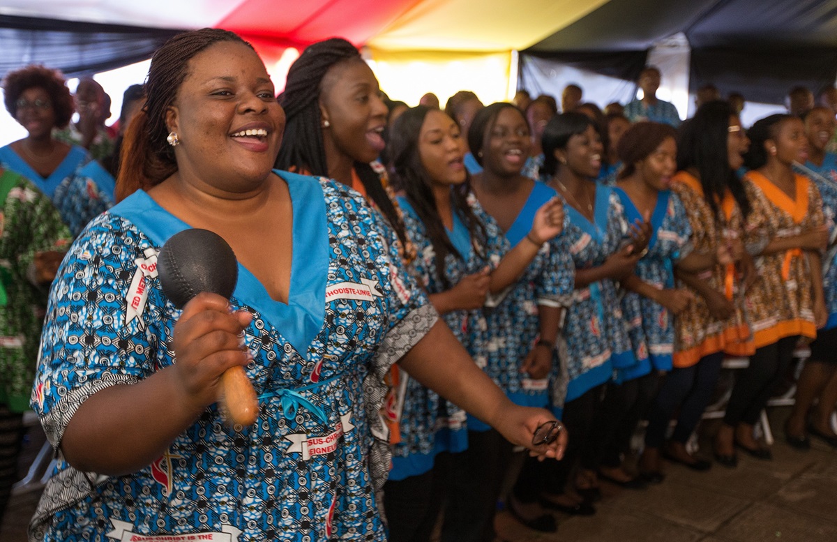 The Africa University choir sings during the 25th anniversary celebration for the United Methodist school in Mutare, Zimbabwe. Photo by Mike DuBose, UMNS.