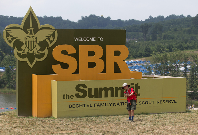 A Scout makes a selfie at the 2017 National Scout Jamboree at the Summit Bechtel Reserve in Glen Jean, W. Va. Photo by Mike DuBose, UMNS.