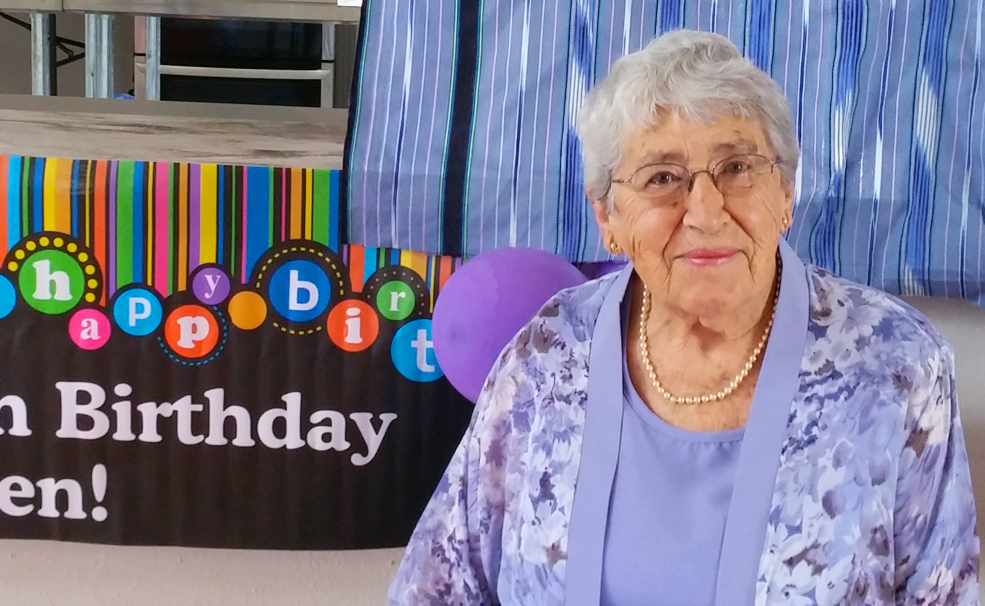 Helen Dawley celebrates her 90th birthday at Rhems United Methodist Church. In 2004, she persuaded the congregation’s United Methodist Women to help sponsor refugees. Photo courtesy of Rhems United Methodist Church