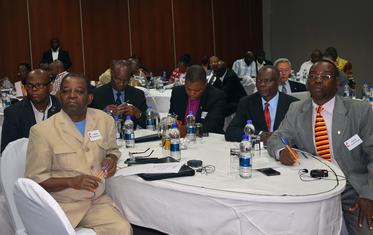 Participants of an initial meeting about the implementation of the 2016 General Conference decision to increase the number of bishops in Africa from 13 to 18, listen to discussions in Harare, Zimbabwe. Photo by Eveline Chikwanah, UMNS.
