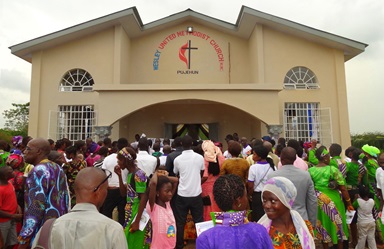 Wesley United Methodist Church in Pujehan, southern Sierra Leone, was officially unveiled on Dec. 11, 2017. The church is the first United Methodist building to be constructed in the Pujehun District. Photo by Phileas Jusu, UMNS. Wesley United Methodist Church in Pujehan, southern Sierra Leone, was officially unveiled on Dec. 11, 2017. The church is the first United Methodist building to be constructed in the Pujehun District. Photo by Phileas Jusu, UMNS.