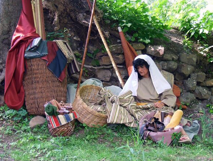 Luella Krieger portrays Priscilla from the New Testament, often thought to have been the first female preacher or teacher in early church history. Krieger travels the U.S. as an evangelist doing first-person dramatizations of biblical heroines. Photo courtesy of Luella Krieger.