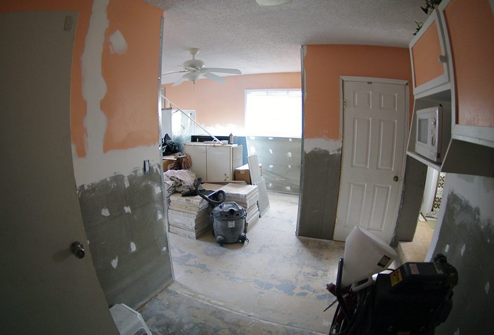 Work is nearing completion on the Sebring, Fla., home of Nirmala Narayan. Hers was the first case opened by the Florida Conference’s case managers in Central Florida. Photo by Gustavo Vasquez, UMNS.