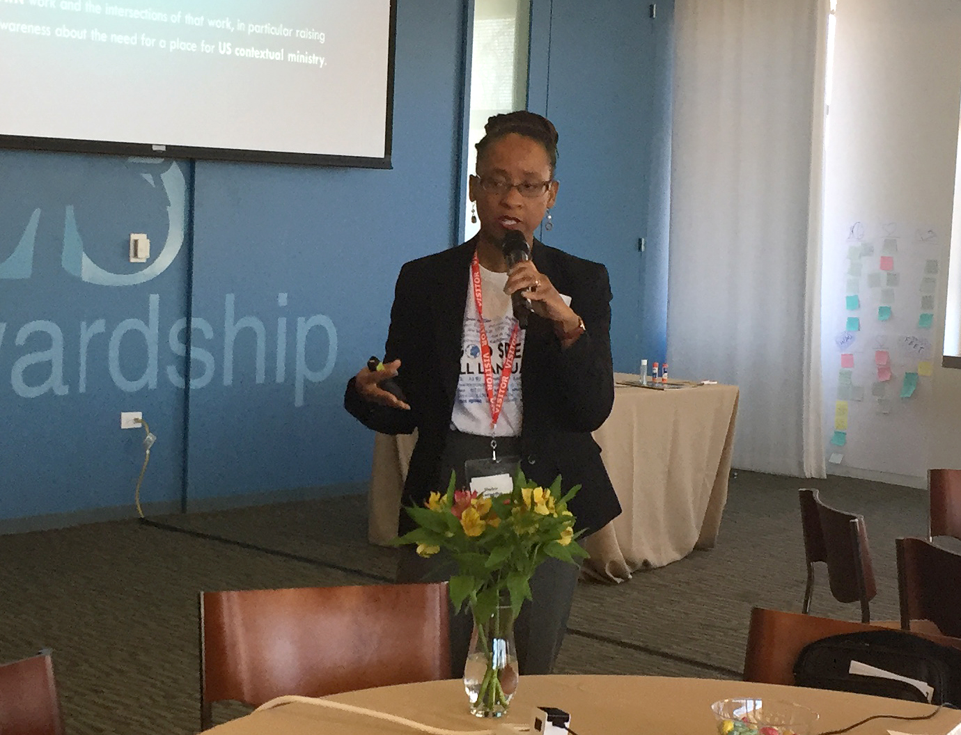 The Rev. Kennetha J. Bigham-Tsai speaks during the April 2018 meeting of the Connectional Table in Chicago. The meeting brought her on board as the body’s chief connectional ministries officer. Photo by Heather Hahn, UMNS.