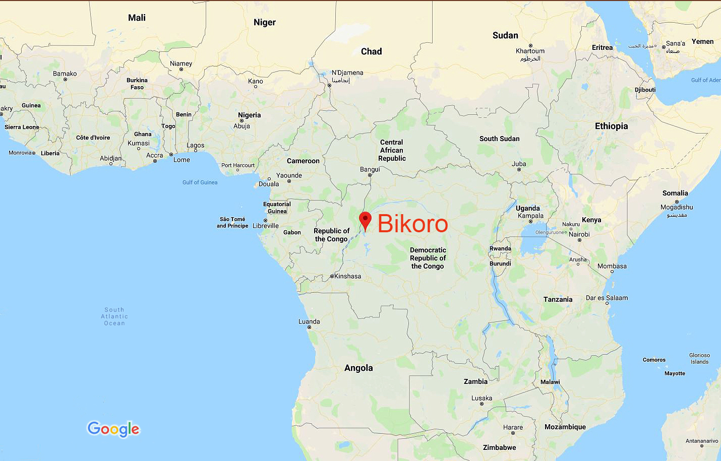 Health officials have declared a new Ebola outbreak in Bikoro in the northwest part of the Democratic Republic of Congo. Photo courtesy of Google Maps.