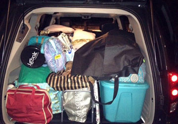 As a college senior this year at Birmingham Southern College, Shannon Thompson has learned how to expertly fit her home life into the back of the family van. A web-only photo by Shannon Thompson.