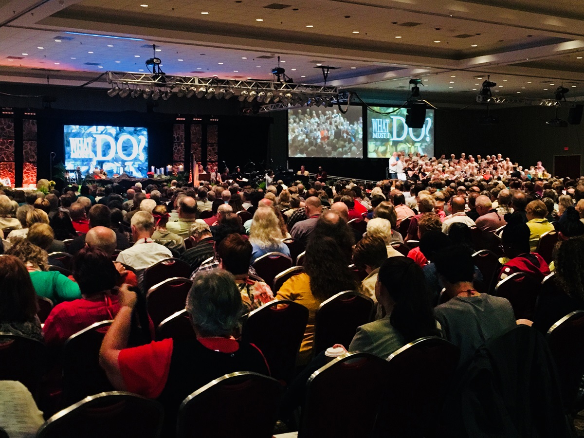 Members of the 2018 Michigan Annual Conference meet in Traverse City, Mich. Conferences, including Michigan, voted on resolutions that signal their aspirations for the special General Conference in 2019. Photo by Kathleen Barry, UMNS.