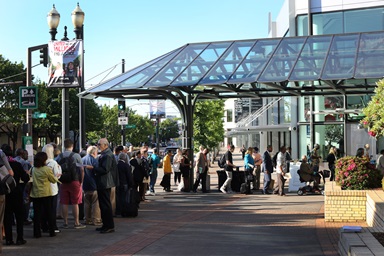 People wait in a security screening line to enter the 2016 United Methodist General Conference in Portland, Ore. There will be no registration fees for the 2019 special General Conference. But visitors will be asked to pay $7-10 for badges required by venue security. File photo by Kathleen Barry, UMNS.