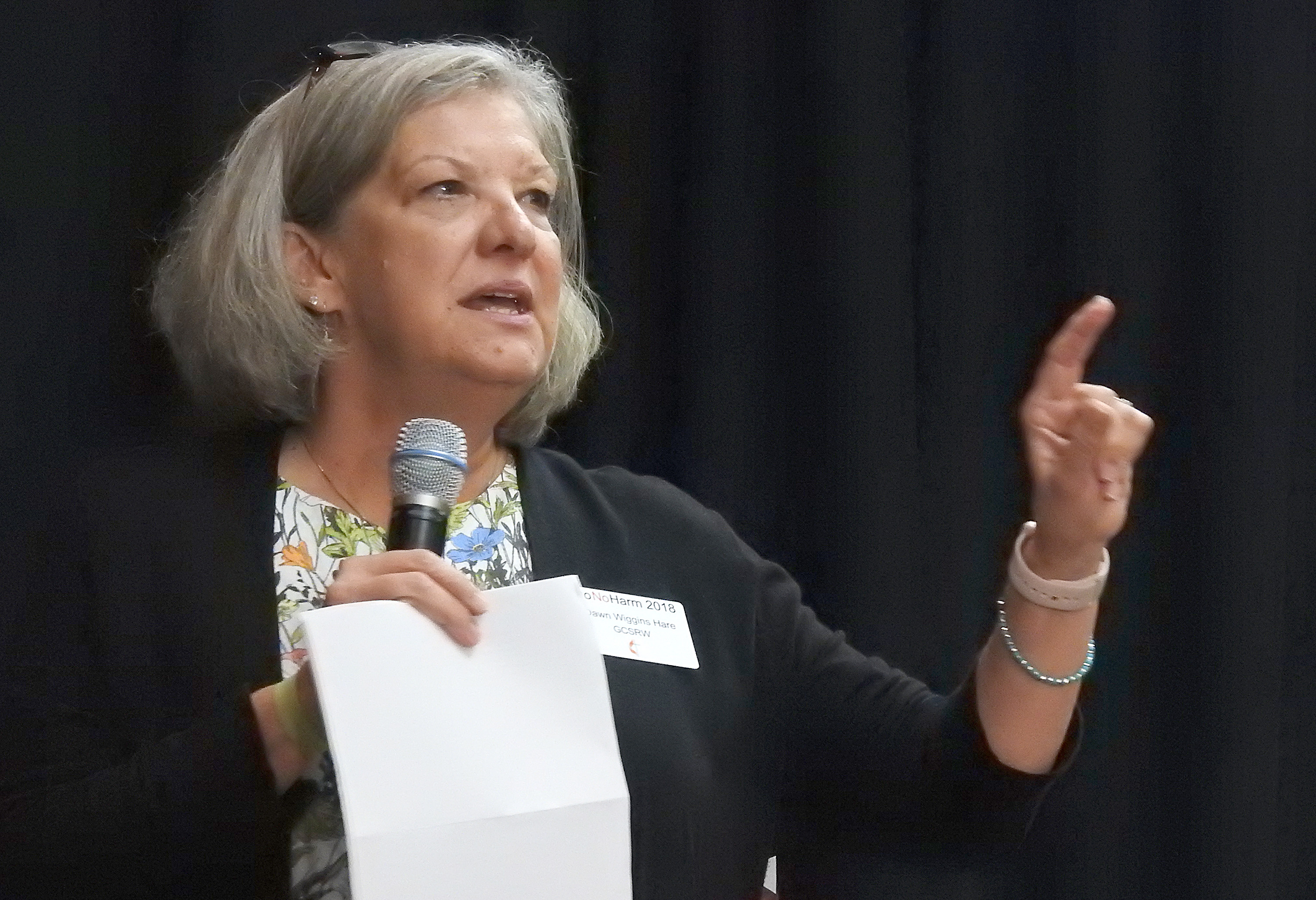 Dawn Wiggins Hare, top executive of the General Commission on the Status and Role of Women, speaks at the 2018 Do No Harm conference of The United Methodist Church. The sexual ethics summit drew clergy and laity from across the denomination, including the Central Conferences. Photo by Sam Hodges, UMNS.