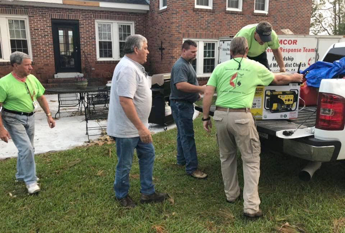 A United Methodist volunteer team from Texas delivers generators to areas of South Georgia left without power in the aftermath of Hurricane Michael. Photo courtesy of the South Georgia Conference.