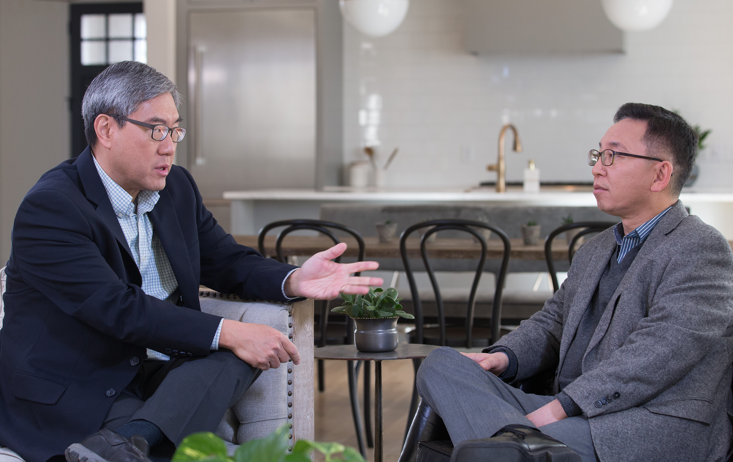 The Revs. Kevin Park (left) and Kil Jae Park share a conversation on offering pastoral care when congregants have differing views, part of the newest GCORR Vital Conversations series. Photo by Mike DuBose, UMNS.