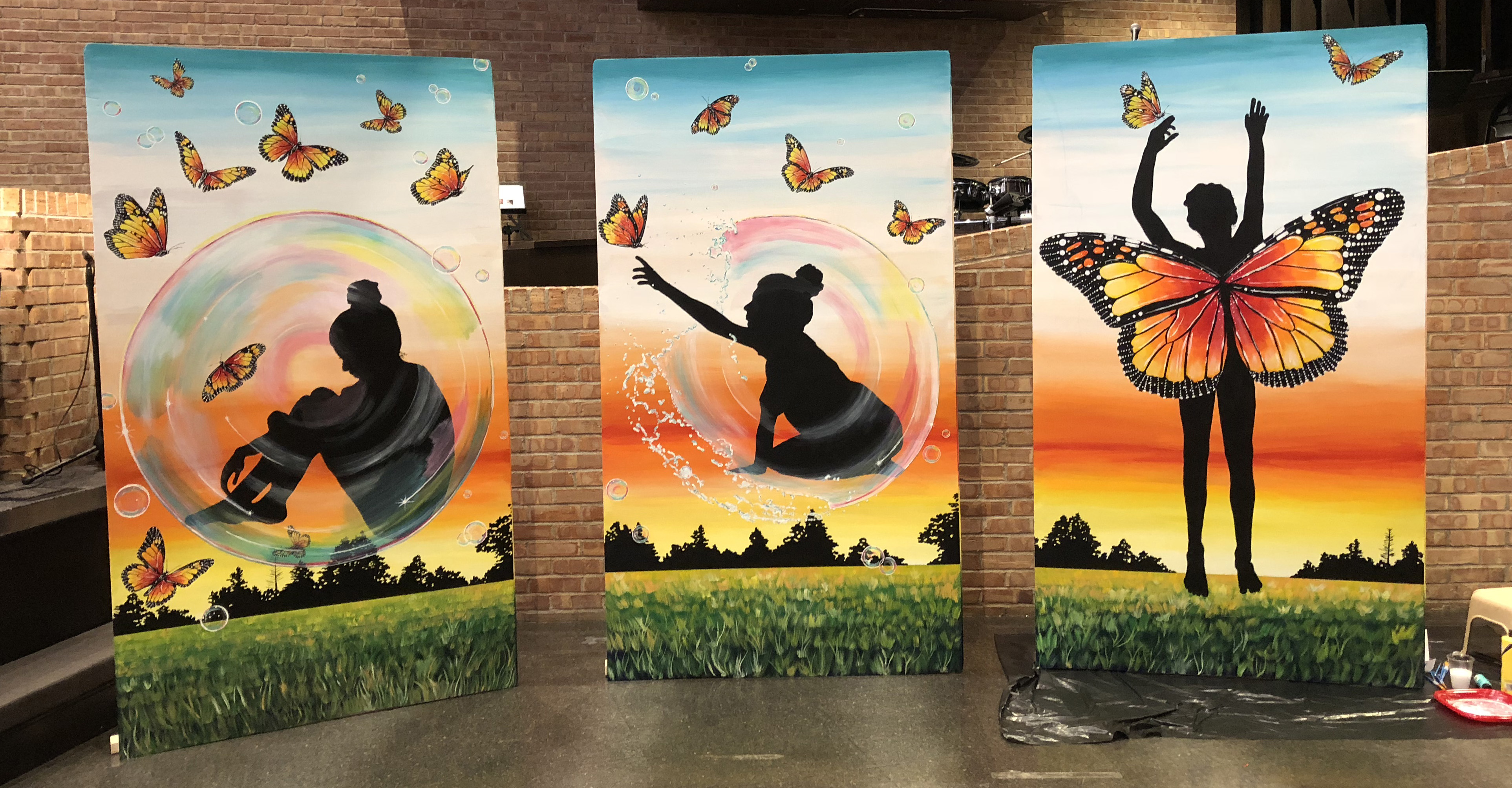 View of the completed triptych by the Rev. Kristine Marshall showing the metamorphosis to butterfly. Photo by Crystal Caviness, United Methodist Communications.