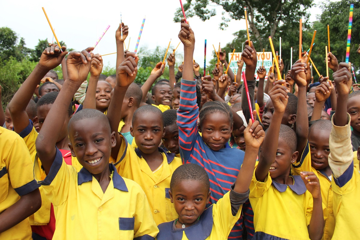 Students from six primary schools received pencils as part of the One Child, One Pencil Project, a community outreach and evangelism campaign sponsored by United Methodist Women. Photo by Marius Bonfeu.