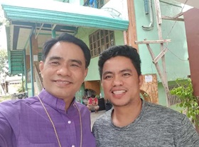 Bishop Rodolfo A. Juan poses with the Rev. Eller Ordeniza, a United Methodist pastor in the Philippines, after Ordeniza was released from jail. The local pastor was among those arrested and detained for two and a half days after trying to rescue tribal children who were fleeing from a village that has been a target of military operations. Photo courtesy of Bishop Rodolfo A. Juan.