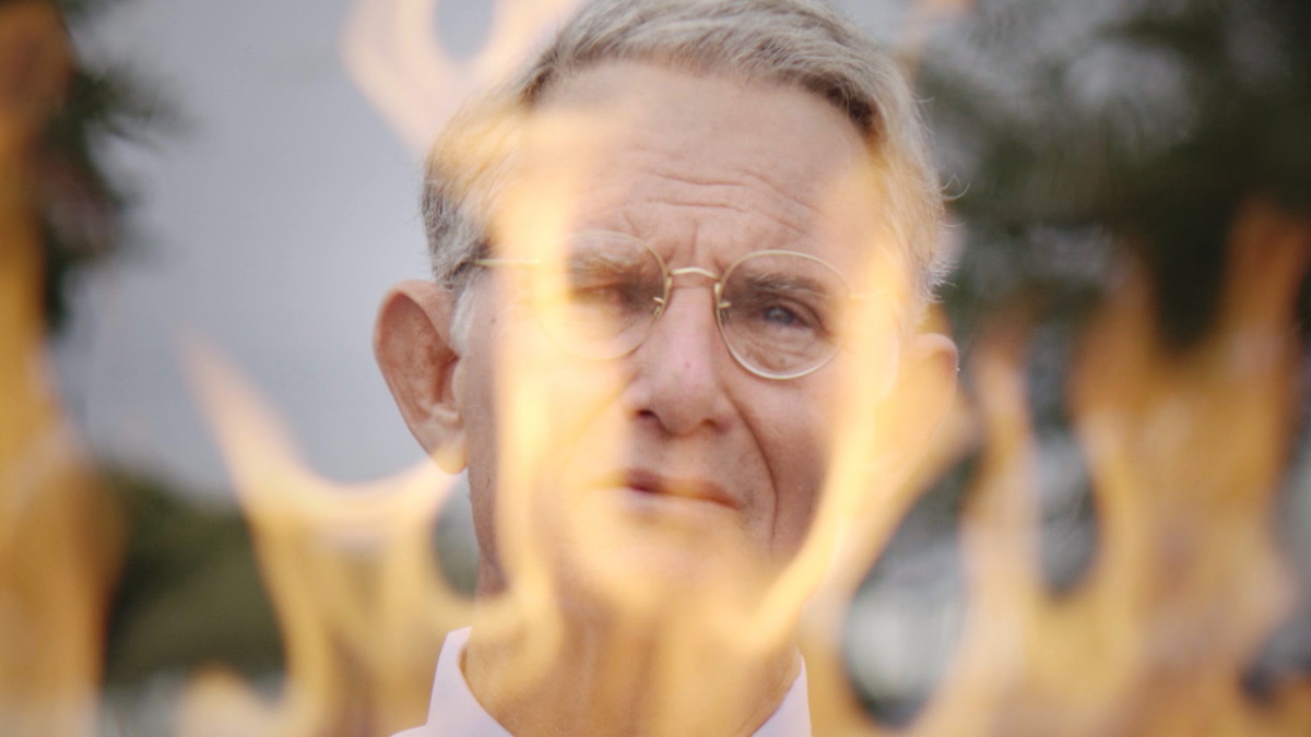Ron Blanton plays the Rev. Charles Moore in a re-enactment segment of the new documentary “Man on Fire.” Moore, a retired United Methodist elder, set himself on fire in a suicidal protest of racism in 2014. Film image courtesy of “Man on Fire” film.
