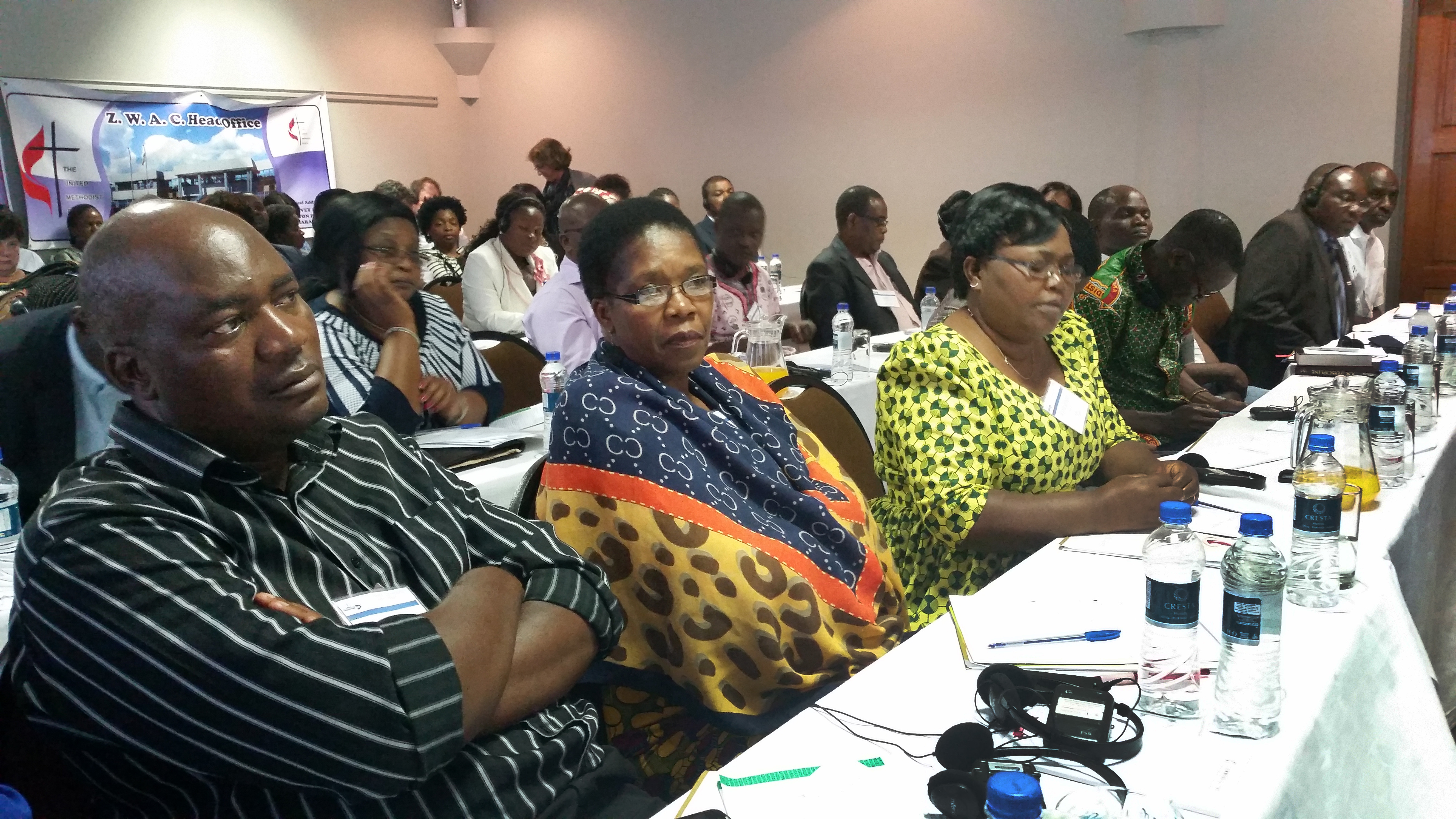 The Rev. Forbes Matonga, Betty Katiyo and the Rev. Annie Grace Chingonzo participate in the 2016 pre-General Conference orientation for Africa Central Conference heads of delegations. Chingonzo remains chair of the Zimbabwe East Conference delegation and says it favors the Traditional Plan, one of the main legislative options to be considered at the 2019 special called session of General Conference. File photo by Eveline Chikwanah, UMNS.