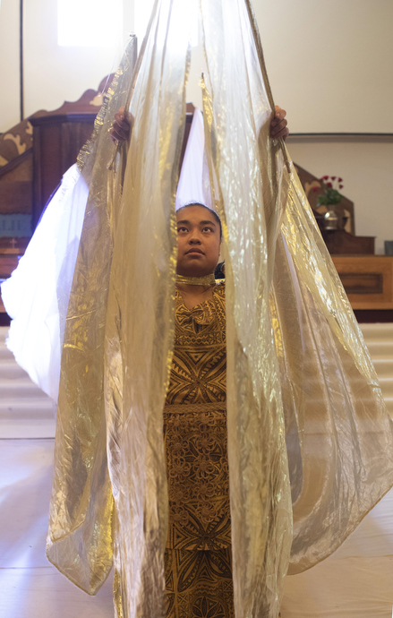 Ruth Tuifua is part of the Sunday liturgical dance by male and female young adults where they wear “angel wings.” 