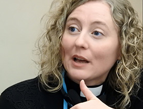 The Rev. Katie Dawson was among the committee on reference members meeting Jan. 11-12 near Dallas to decide which petitions are “in harmony” with the stated call of the upcoming special General Conference of The United Methodist Church. Photo by Sam Hodges, UMNS.