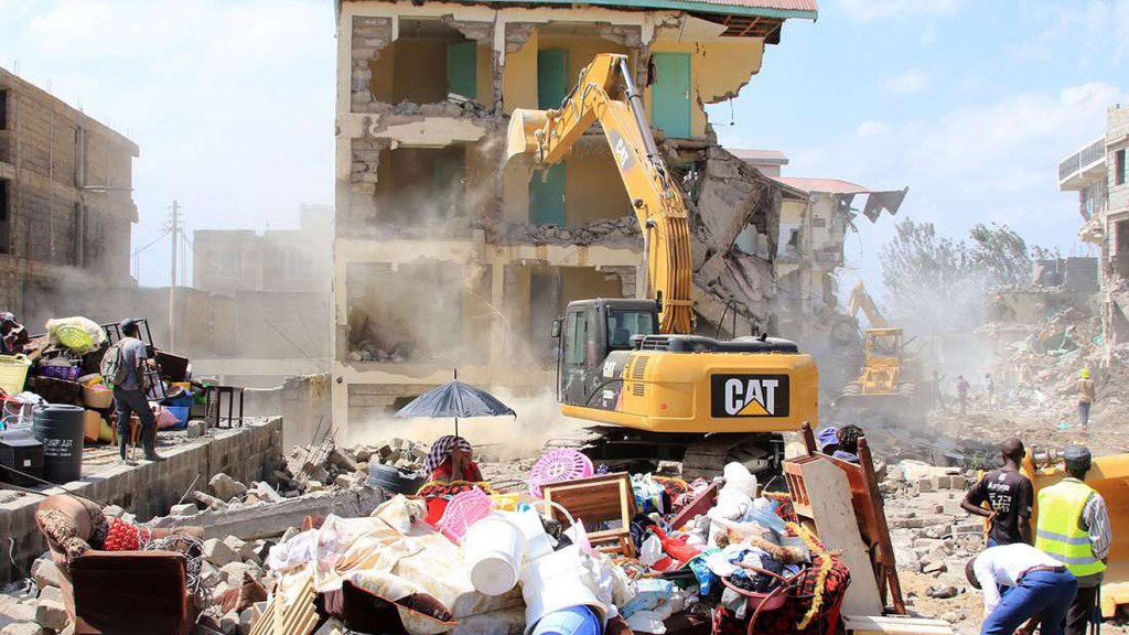 Apartments are demolished in Nairobi, Kenya, including those housing 35 Congo refugees from St. John’s United Methodist Church. Photo by Gad Maiga. 
