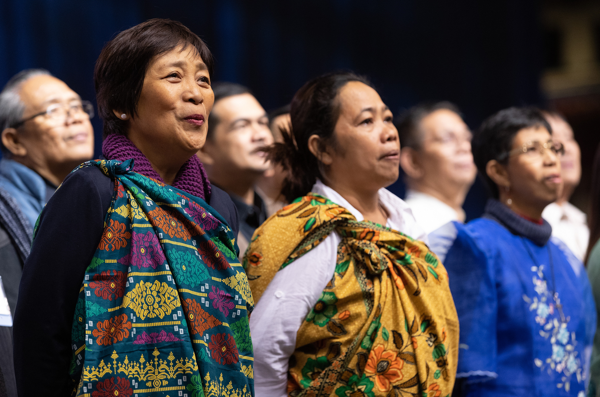 (From left) Julia Stukalova and Yulia Starodubets (Eastern Russia-Central Asia Provisional), and Marina Yugay (Northwest Russia Provisional) sing during the Feb. 23 morning of prayer at the 2019 Special Session of the United Methodist General Conference in St. Louis. Photo by Kathleen Barry, UMNS.