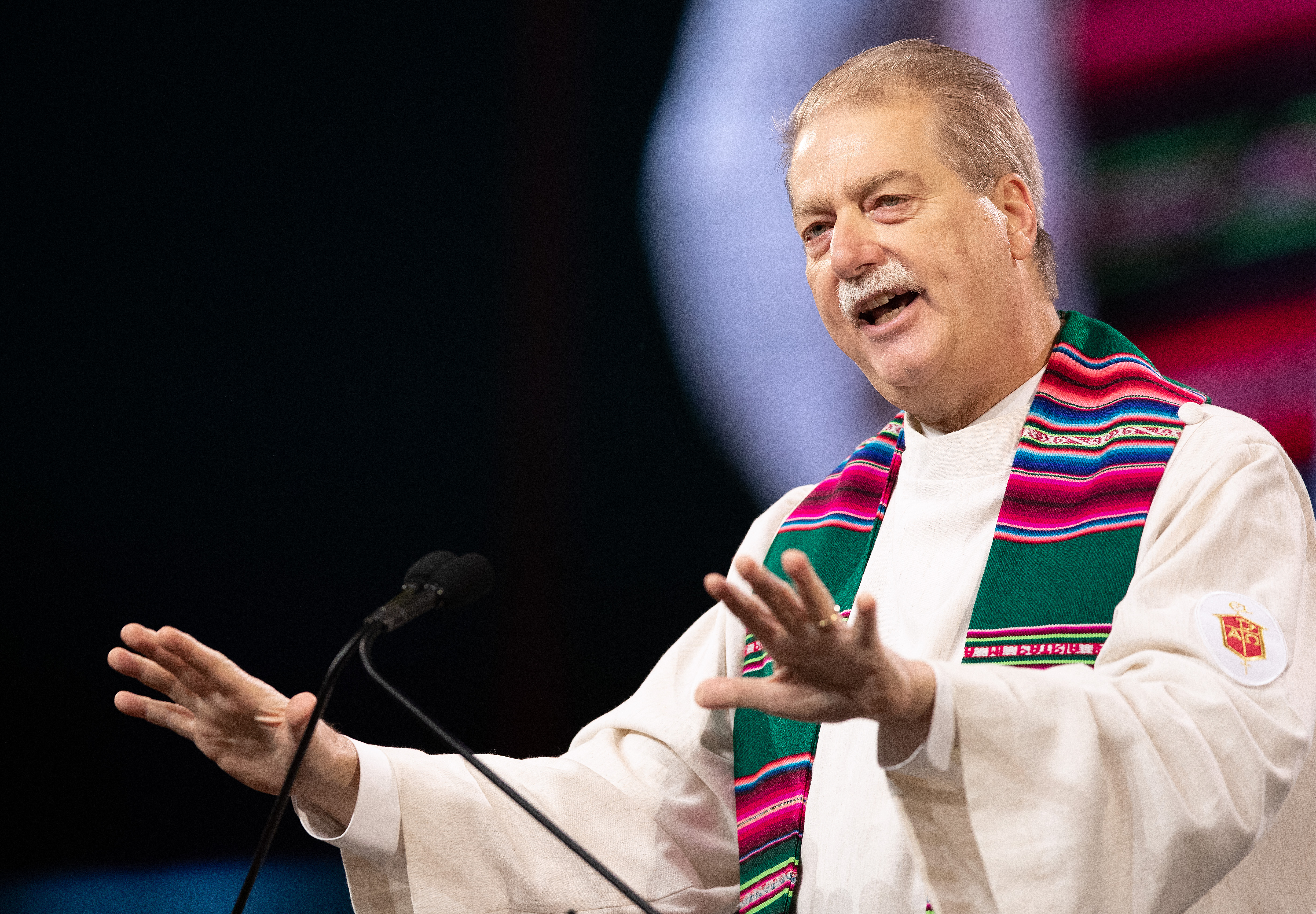 Bishop Kenneth H. Carter opens the second day of the 2019 General Conference with a sermon on the mission of the church. Photo by Mike DuBose, UMNS.