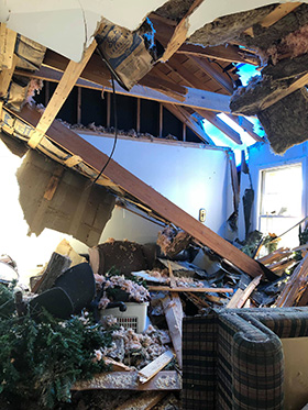 The youth building at Cairo United Methodist Church in Cairo, Ga., was badly damaged by a March 3 tornado. Photo courtesy Cairo United Methodist Church.