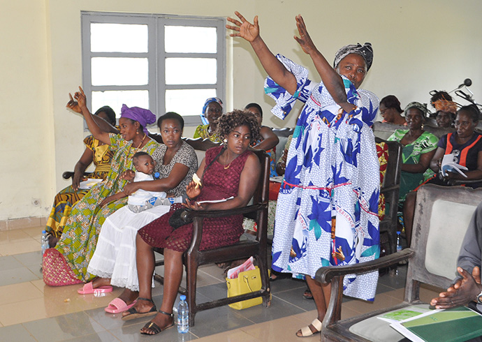Women representing diverse experiences and roles attend a workshop to raise awareness about violence and discrimination in Cameroon. Photo by Collette Ndobe.