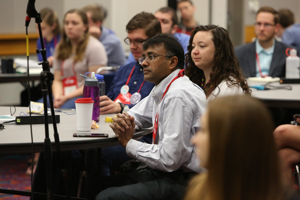 Seminary students ask questions during a briefing at the 2016 General Conference in Portland, Ore. A new study looks at the sustainability and contributions of the 13 United Methodist seminaries in the U.S. File photo by Kathleen Barry, UMNS.