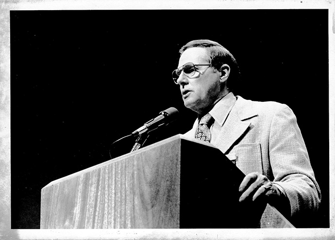 Bishop C. Dale White speaks at the 1980 United Methodist General Conference in Indianapolis. File photo courtesy of the United Methodist Archives and History. 