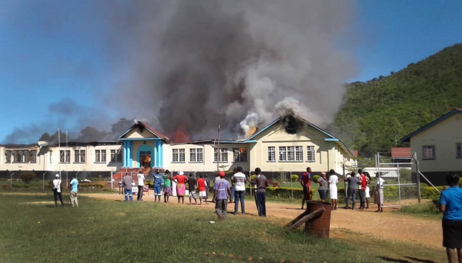 A fire partially destroyed Hartzell High School, a United Methodist school at Old Mutare Mission in Zimbabwe on April 6. Photo by Sengurayi Mashiri.