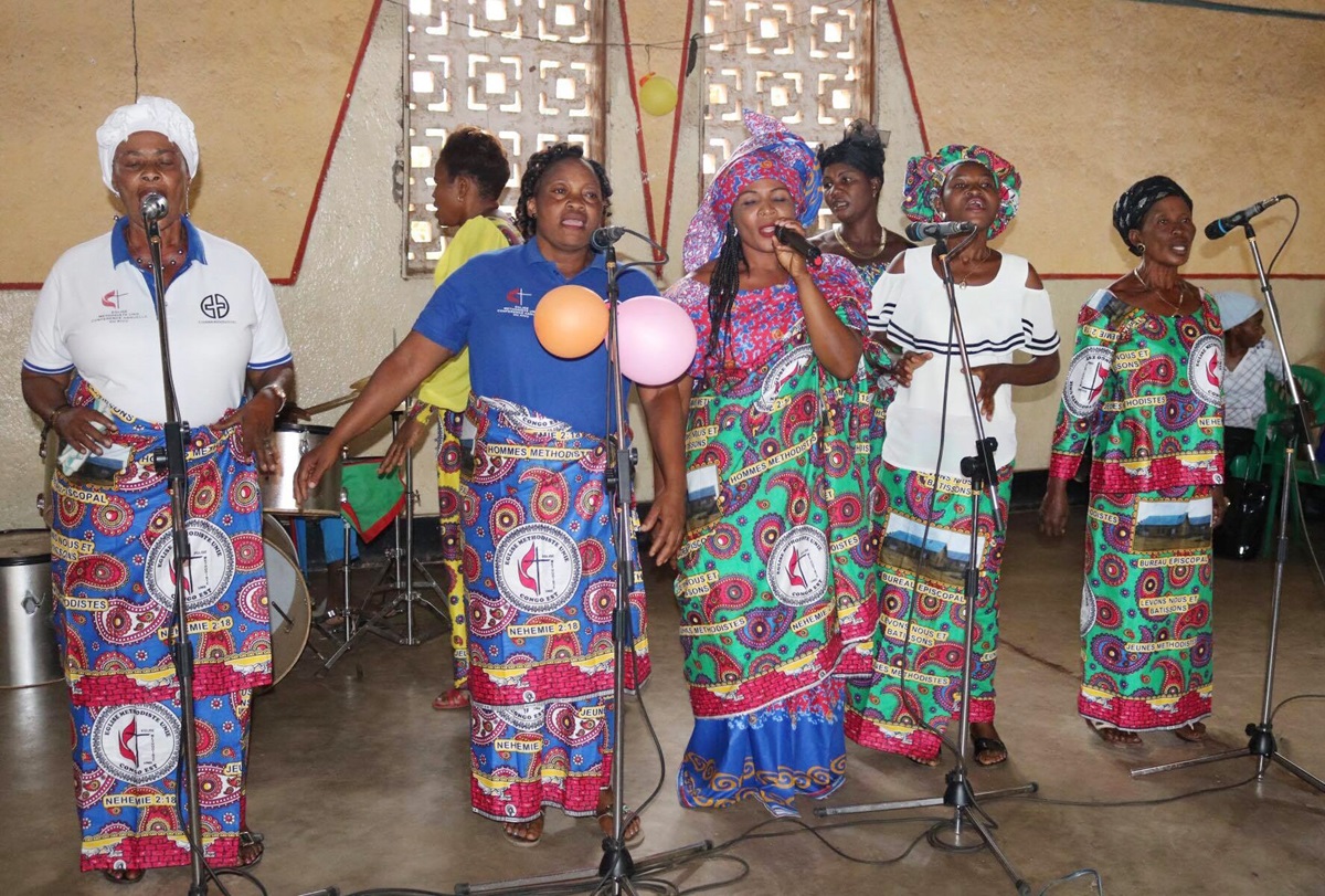 Women from the Tabita Group in the Uvira district of the East Congo use song to raise awareness about the need for local church donations to support a program that helps widows and orphans. Photo by Philippe Kituka Lolonga, UMNS.