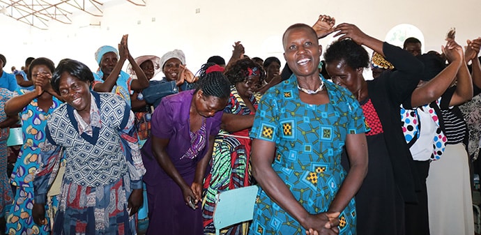 Women from the Marage District in Zimbabwe celebrate new opportunities at a business expo hosted by The United Methodist Church. The theme of the event was “Evangelizing Through Economic Empowerment.” Photo by Priscilla Muzerengwa, UMNS.