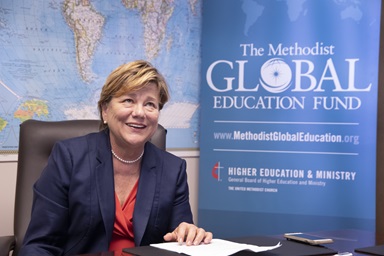 The Rev. Kim Cape, top executive of the United Methodist Board of Higher Education and Ministry, retires on June 1, 2019. Photo by Kathleen Barry, UM News.  The Rev. Kim Cape, top executive of the United Methodist Board of Higher Education and Ministry, retires on June 1, 2019. Photo by Kathleen Barry, UM News.