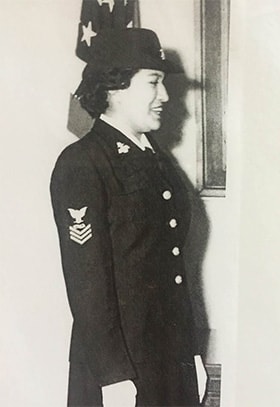 Geneva Foote in her naval uniform, 1955. Photo courtesy of Carrie Sahmaunt.