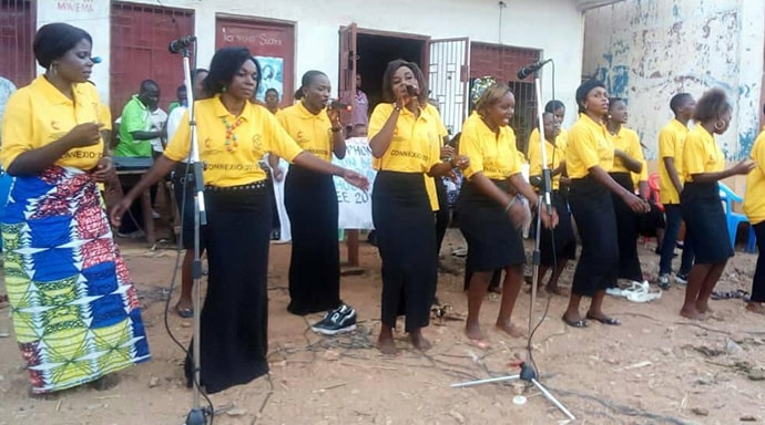 A United Methodist women’s choir sings during a consultation on peace and Christian unity in Uvira, Congo. Photo by Philippe Kituka Lolonga, UM News.