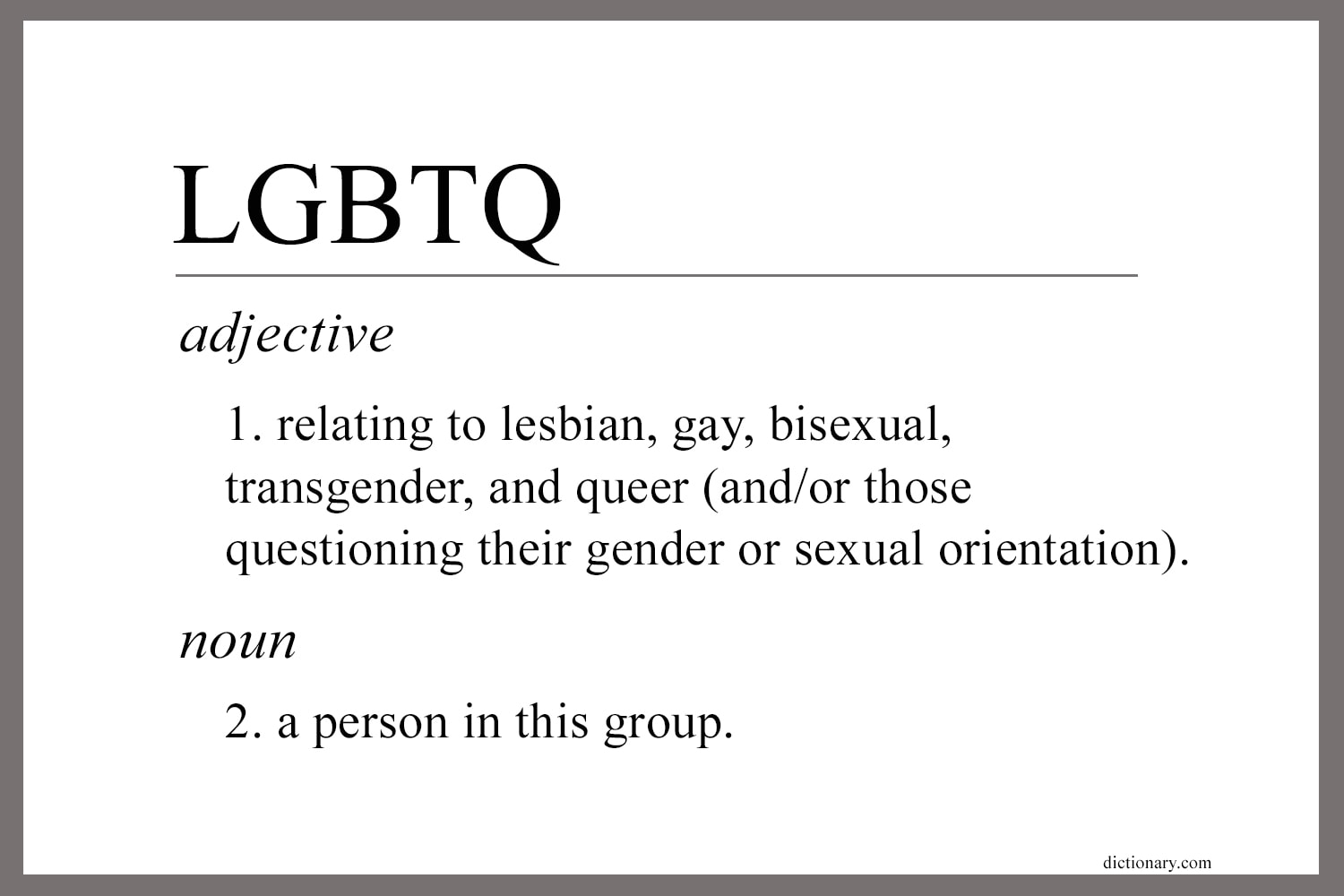 A definition of the initials LGBTQ adapted from dictionary.com. Graphic by Laurens Glass, UM News.
