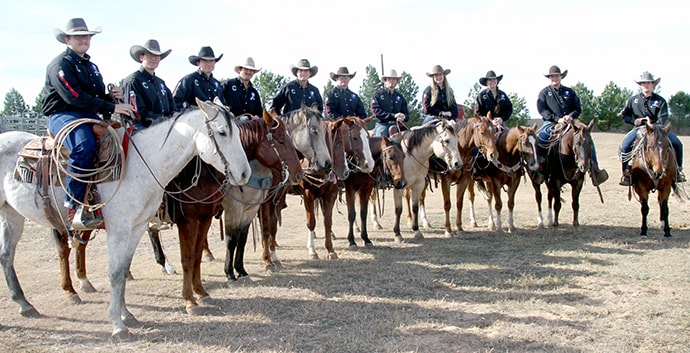 The Clarendon College Ranch Horse Team represents the oldest institution of higher education in the Texas Panhandle at competitions throughout Texas in ranch and stock horse events. The team also promotes a deep ranching tradition in the state. Photo courtesy of Clarendon College.