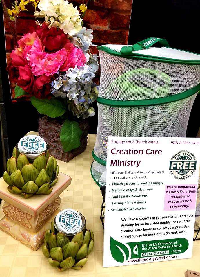 A display promoting better care of the environment was displayed during the Florida Annual Conference in June 2019 in Lakeland, Fla. Photo courtesy of Cara Fleischer.