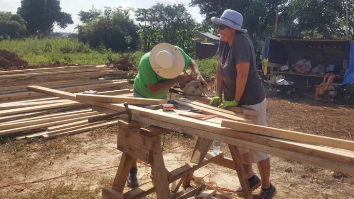 Jack and Doris Williams of Lynn Haven United Methodist Church in Panama City, Florida, help with the construction of a new United Methodist church in the Uganda-South Sudan Conference. Photo courtesy of the Rev. Isaac Kyambadde. 