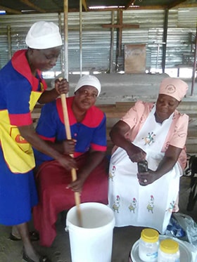 Women from Granary United Methodist Church in Harare, Zimbabwe, learn to make soap to sell during tough economic times. Photo by Chenayi Kumuterera, UM News.  